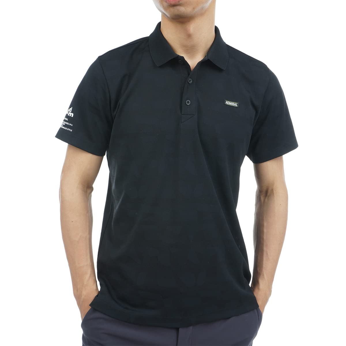 

Admiral Golf ADMA348 Men s Black Geometric Jacquard Polo Shirt