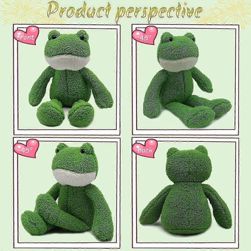 40cm Frog Plush Toy Cute Frog Stuffed Plushie Cuddly Toys Soft Long-Legged Frog Animal Plush Dolls Calming Decoration Cushion Gift for Girls Kids (Gre
