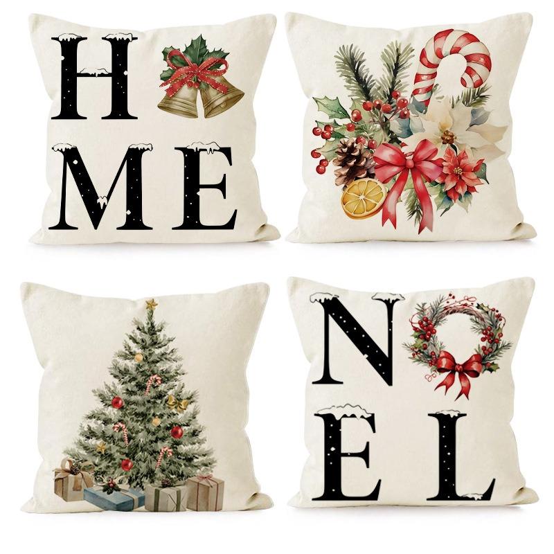 

Чехлы на декоративные подушки Веселая Рождественская елка , 45x45см, Праздничное украшение для дома, дивана, комплекта, набор из 4 штук 18x18Inch