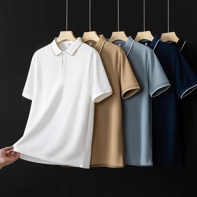Men's Business Casual Short Sleeved Shirt Solid Color Polo Shirt Fashionable Breathable Comfortable Versatile Top
