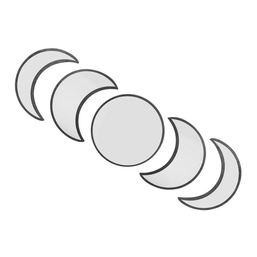 Wall Mirror Acrylic Moon Cycle Change Mirrors Set for Home Bedroom Decoration OrnamentBlack