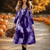 Halloween Women's Butterfly Print Midi Dress A Line Dress Vacation Casual Daily Regular Fit  Long Sleeve V Neck Black  Spring Fall