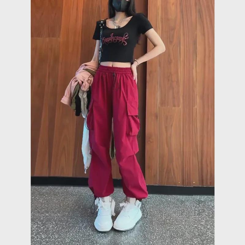 Women's 2023 American-Style Banana Pants: Spring/Autumn, Hip-Hop/Jazz, Loose Wide-Leg Overalls
