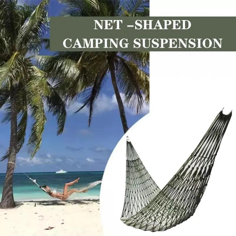 Outdoor Thickened Nylon Rope Hammock Portable Simple Hammock Swing Chair Tree Hammock Mesh Hammock for Hiking Backyard Patio