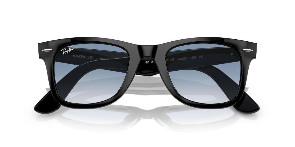 Ray-Ban RB2140F 901/3F 52 WAYFARER LIGHT COLORS Sunglasses - Black / Clear Gradient Blue Glass Lenses