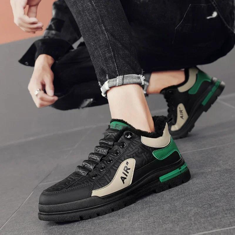 Fashion Winter Men's Boots Casual Velvet Keep Warm Thick Soled Sneakers Male Luxury High Tops Non-slip Walking Shoe Zapatillas De Hombre