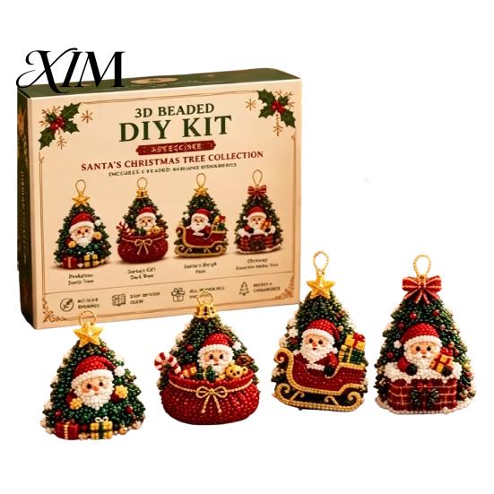 Festliches Feiertagsgeschenk 3D Perlen-Bastelset, Lebensechtes Weihnachtstier-Perlenbastelset, Partygeschenk Handgemachtes Einfaches Stickset für Kinder und Erwachsene Katze