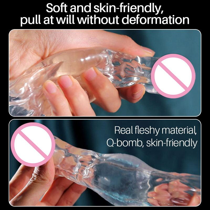 Opakovaně použitelné kondomy Penis Extender Sleeve Extender Sleeve Extender 7cm Crystal Transparentní kondom pro zpožděnou ejakulaci