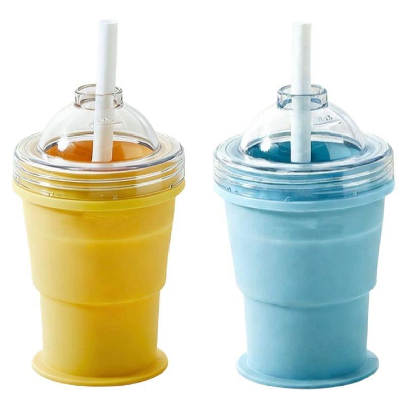 

Food-Grade Silicone Ice Ball Maker Mold, Portable Foldable Ice Ball Cup With Built-In Straw For Summer Outdoor Travel Tumbler-B6