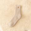 Winter Warm Socks for Women Korean Love Heart Embroidery Mid-Calf Sock Solid Color Ladies Terry Socks