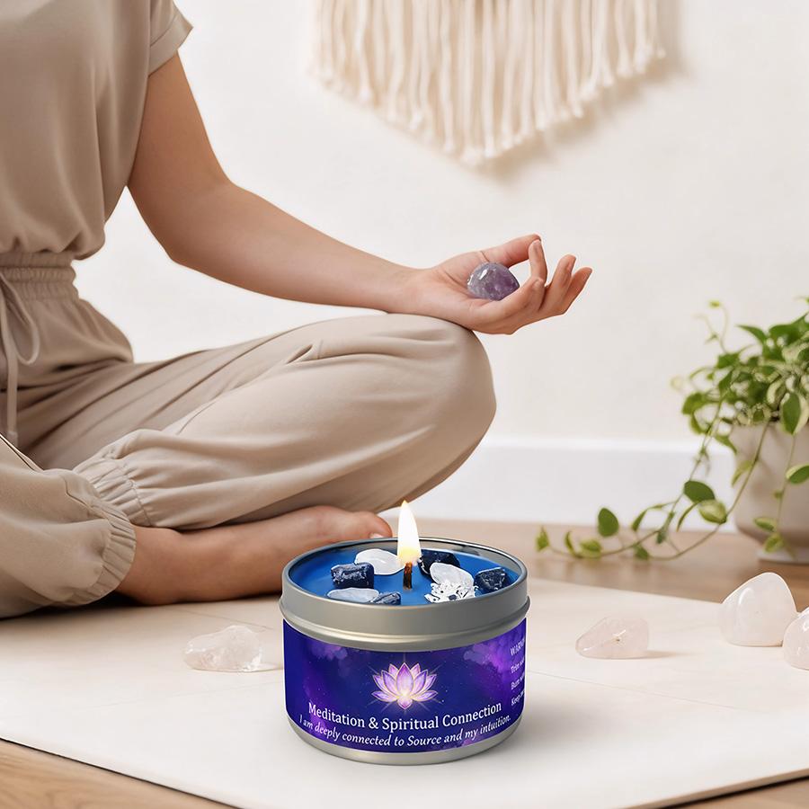 3oz Divine Guidance Scented Candle with Crystals,for Gifting to Female Friends - Perfect for Christmas, Halloween & Home Use