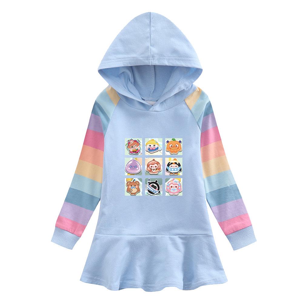 Girls' Hooded Sweatshirt Dress - New Korean Style, Kids' Spring/Fall Pure Cotton Long Sleeve Skirt