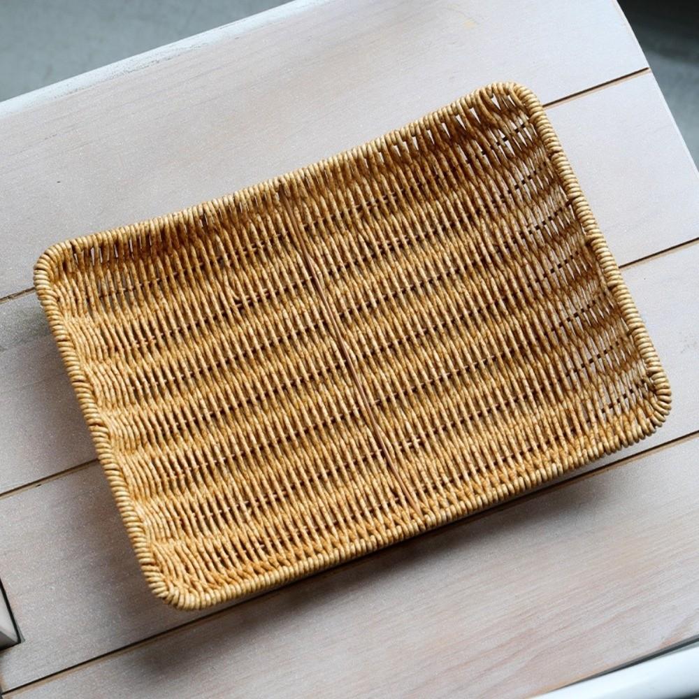 Kézzel szőtt Ételestányér Műanyag Rattan Ellipszis Alakú Szőtt Kínálókosarak Szilárd Kínálótányér Tároló Gyümölcs Zöldség Torta