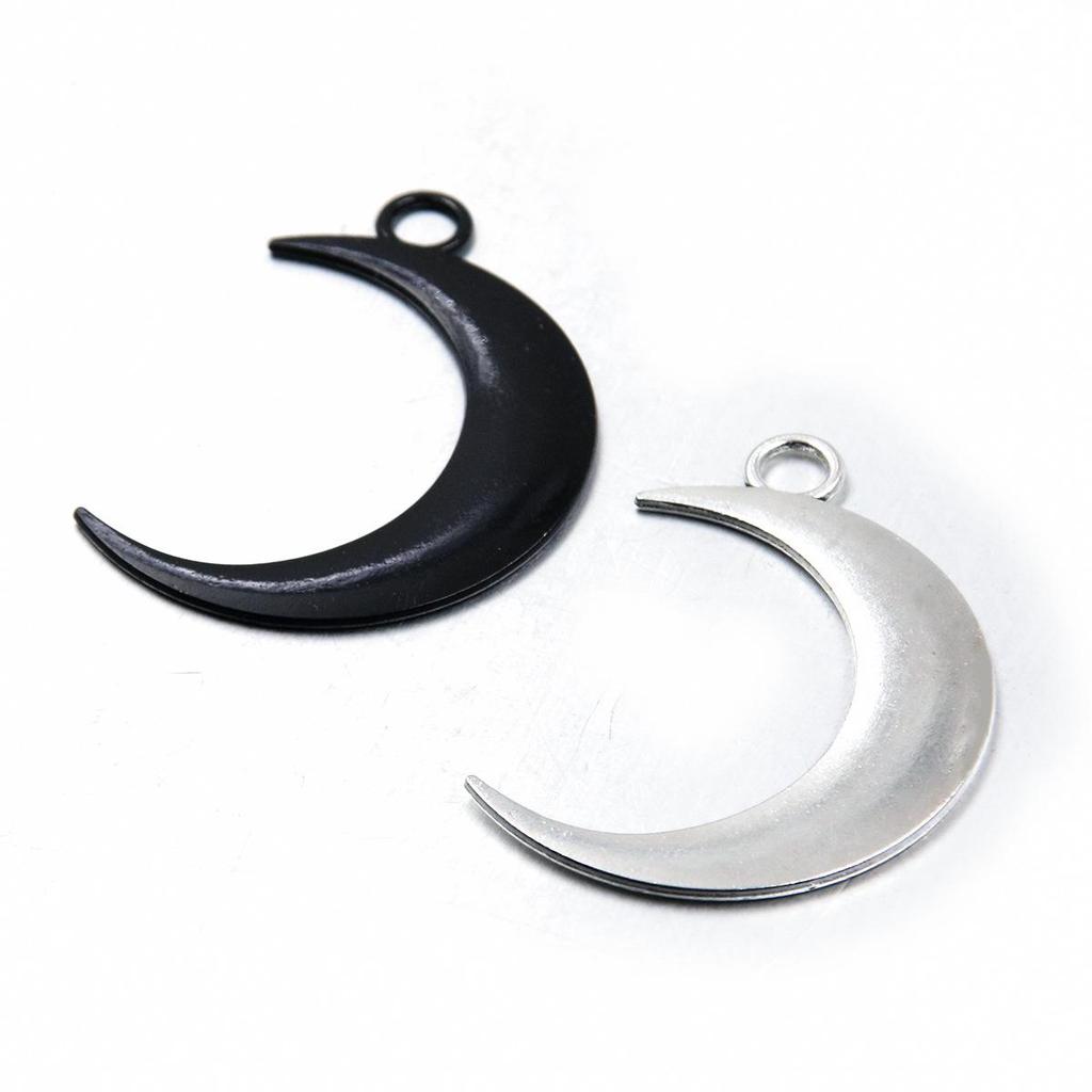 31x45mm Alloy Double-Sided Smooth Moon Charm Pendant - 2 Colors, DIY Handmade Jewelry.