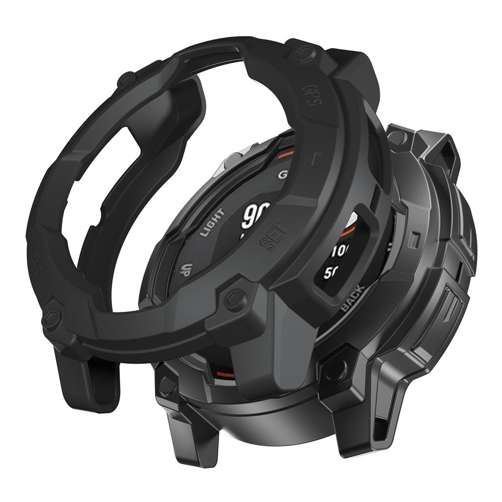 For Garmin Instinct 3 Solar 50mm TPU Watch Case Hollow-Out Rugged Bumper Cover