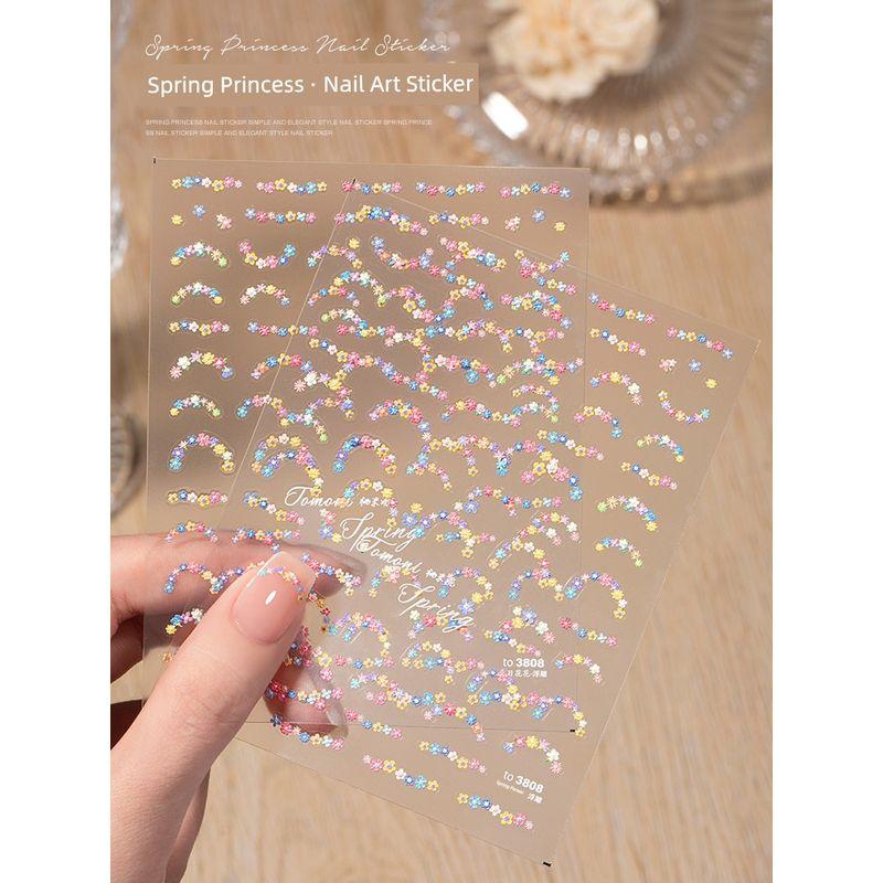 

INS Style Princess French Embossed Flower Nail Sticker Spring Princess Sticker * 2