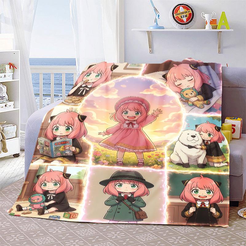 Anya Spy x Family Soft Warm Flannel Blanket Throw Cozy Lightweight Blanket for Bed Sofa Home Decor -QJY