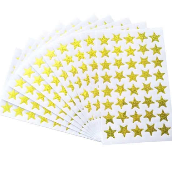 Holographic Star Stickers Self-Adhesive Mini Glitter Gold Star Stickers for Kids Reward Behavior Chart School Classroom Student Teacher Supplies