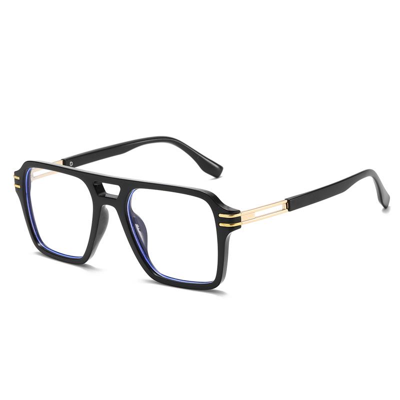 2026 Fashion Retro Large Frame Anti-Blue Light Glasses with Double Bridge