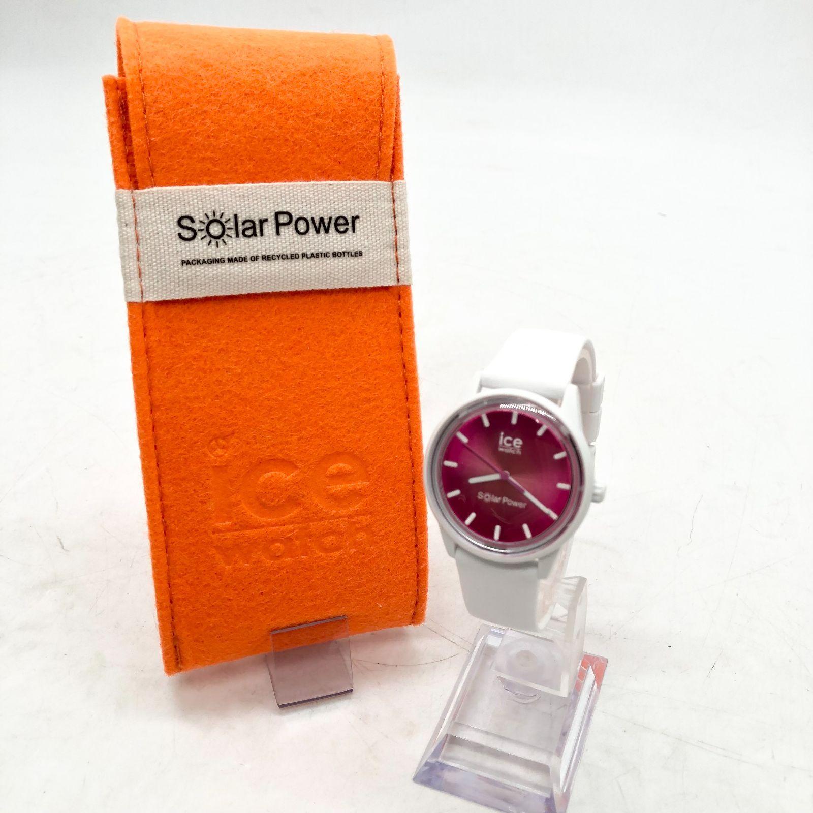Used I907 ICE WATCH Ice watch white pink case included working item solar panel watch (ma)