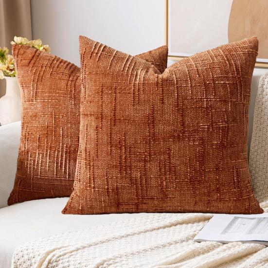 Textured Pillow Cover 18" x 18" Solid Color Throw Pillow Cover Decorative Pillow Case with Hidden Zipper for Couch Sofa Car Travel