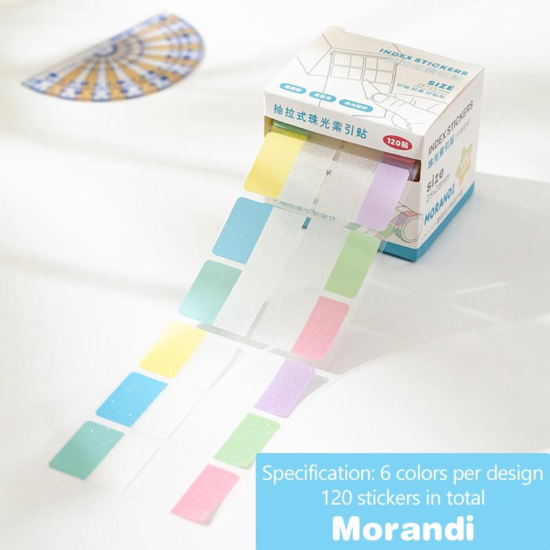 120Sheets Transparent Pearl Pearlescent Sticky Tabs Back Adhesive Writable Sticky Notes Aesthetic Stationery Blank Sticky Note