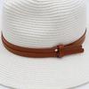 Summer Straw Hat Foldable Wide Brim Sun Hat with Faux Leather Strap Decor Adjustable Size Lightweight Outdoor Travel UV Protection Hat
