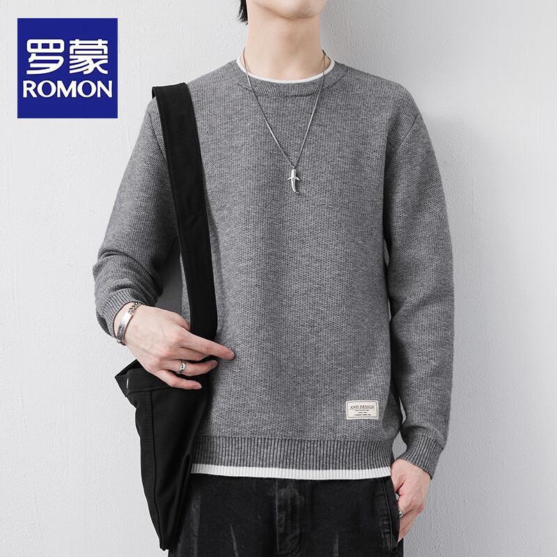 ROMON Men's Autumn Round Neck Knit Sweater