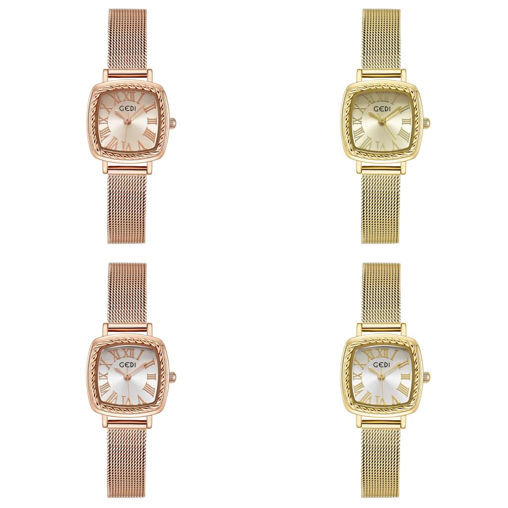 Vintage Female Quartz Watch With Waterresistant Alloy Strap For Elegant Office Wear