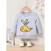 Kids' Cartoon Whale Applique Crew Neck Sweatshirt - Casual Pullover , Regular Fit, Slight Stretch Fabric, Ideal for Spring/Fall