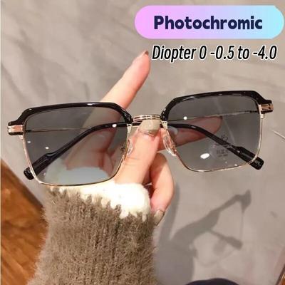 Gafas fotocromáticas para miopía a la moda para mujer, gafas de sol que cambian de Color con luz azul, gafas con dioptrías, gafas para miopía