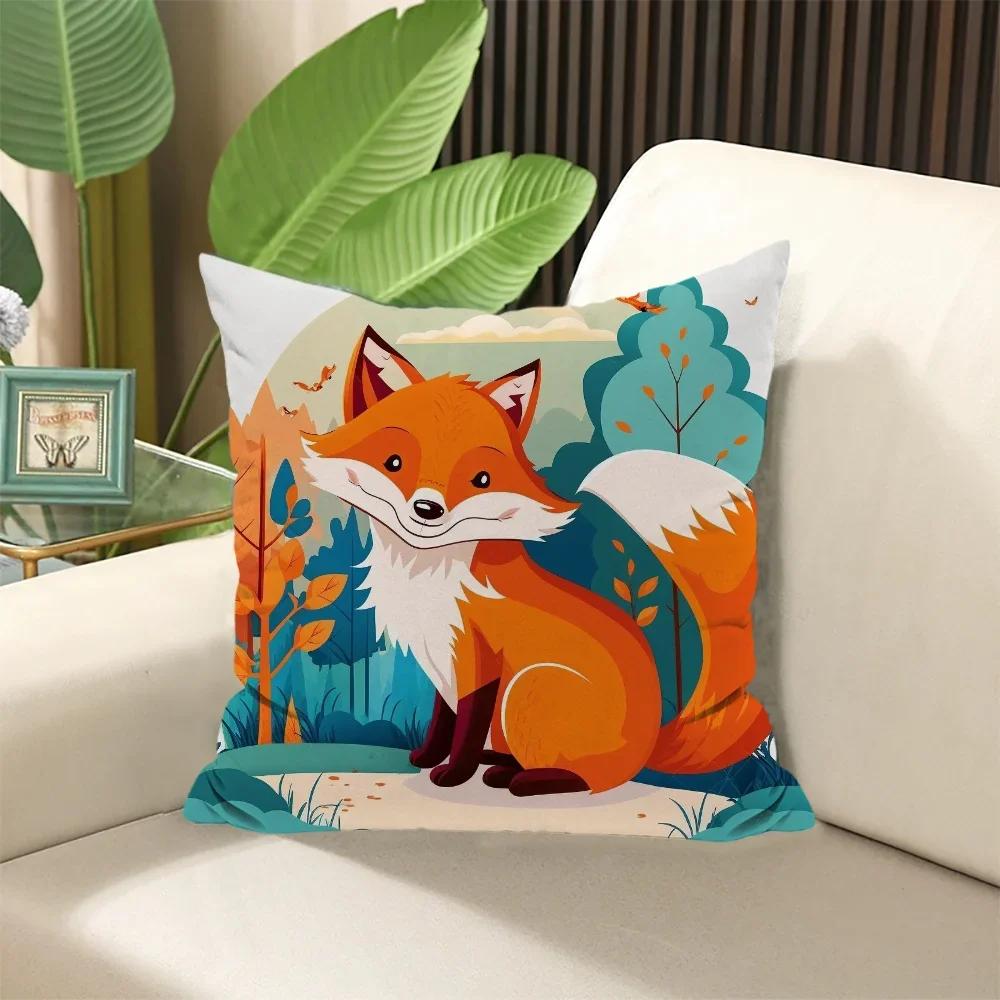 Cartoon Fox Pillow Cover Cushion Covers  ×  Stuffed Cushions Decorative Pillows for Sofa Cases × Elegant Room Sleep Home