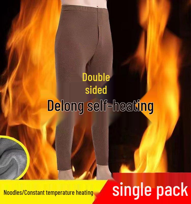 Men's Seamless Warm Fleece-Lined Autumn Pants - Thick Wool Base Layer & Winter Velvet Underwear
