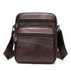 Retro Herren Umhängetasche aus echtem Leder, Kleine Schultertasche mit mehreren Reißverschlüssen für Handy, Geldbörse, Tägliche Reise