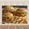 Pizza Hamburger Backdrop Supplies Quick Food Kid Birthday Party Decoration Cola French Fries Background Banner Photography Prop