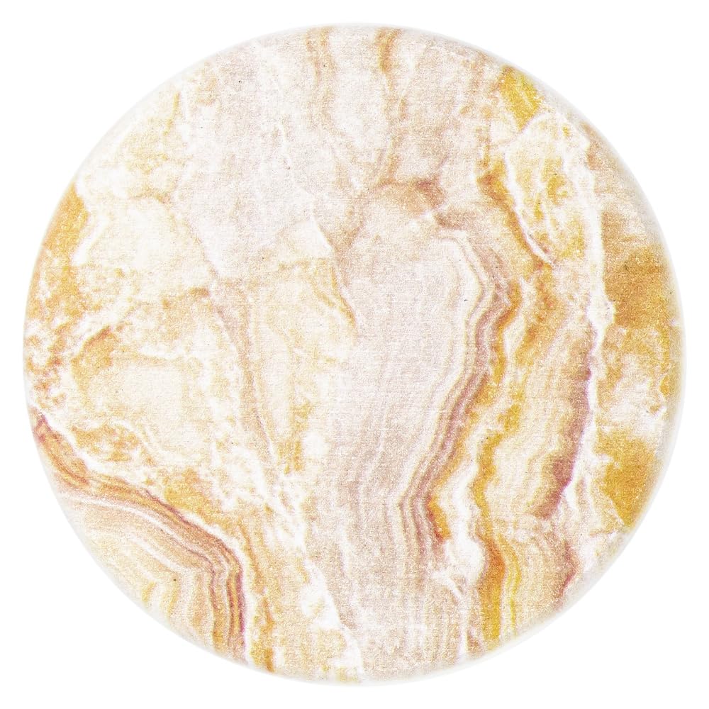 &NE Lava Stone Coasters, Orange Marble Print, 9cm Diameter x 1cm Thick, Absorbent, Lava Stone, Asbestos-Free, Quick-Drying, Round, Small, Stylish, 1