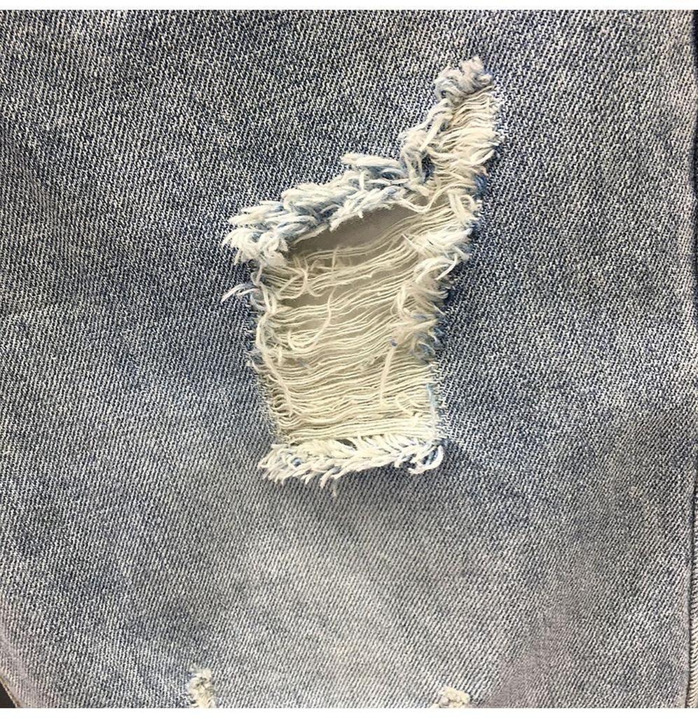 2024 Men's Luxury Ripped Denim Shorts - Light, Elastic, Mid-length Spliced Design