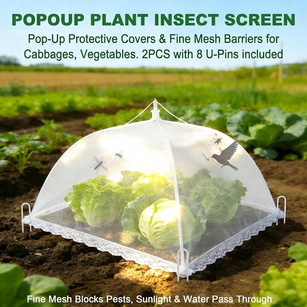 Pop Up Plant Protector Cover For Vegetable Garden With High-Density Mesh Anti Bird And Insect Barrier