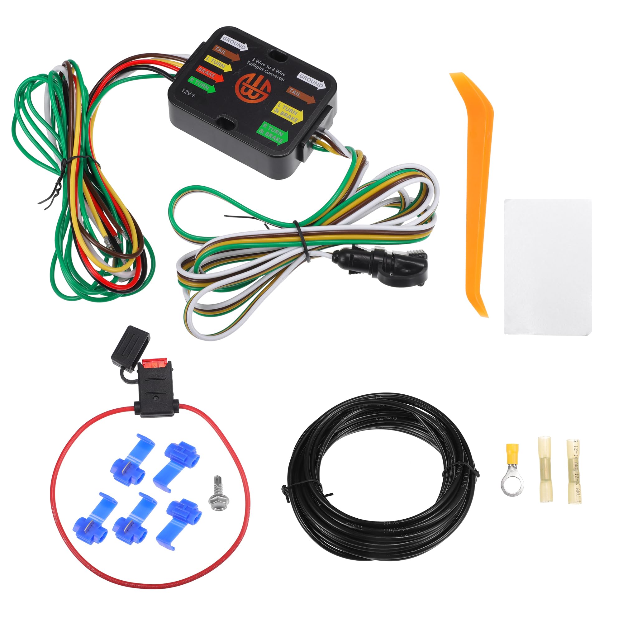 

INFINAUTO Спиральный жгут проводов для задних фонарей прицепа с питанием от электропроводки автомобиля 1 комплект 3-в-2 10 А, 4-контактный многофункциональный жгут, черный, чёрный