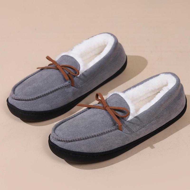 Autumn and Winter Warm Casual Shoes for Women Bowknot Round Toe All-inclusive Home Wear Cotton Shoes