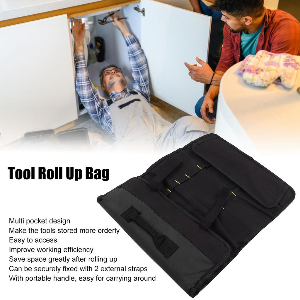 Multifunctional Tool Roll Bag Thickened Oxford Cloth Wear Resistance Waterproof Portable Tool Pouch