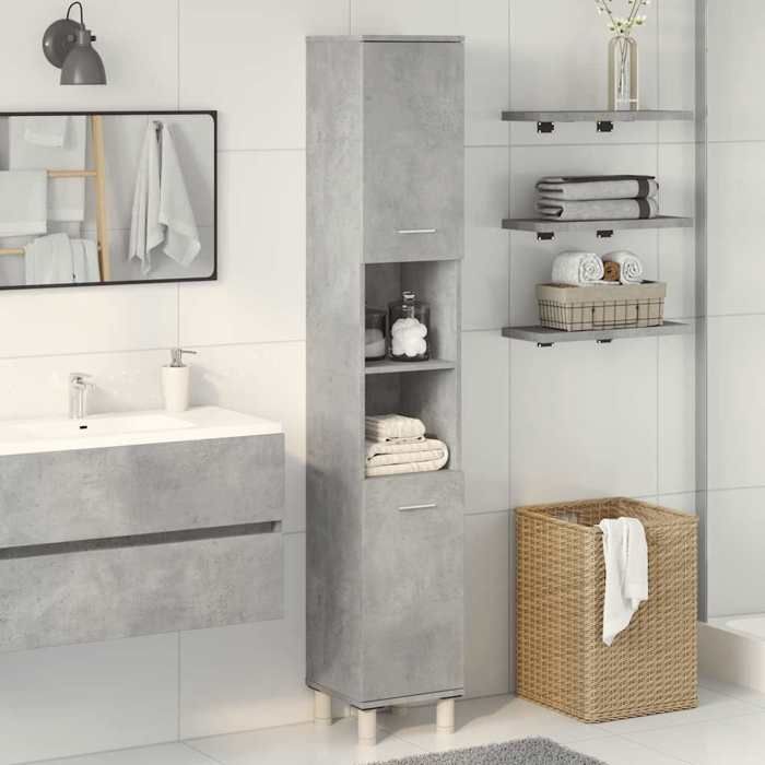 VidaXL Bathroom Cabinet Concrete Grey 30x30x179 Cm Chipboard 856139