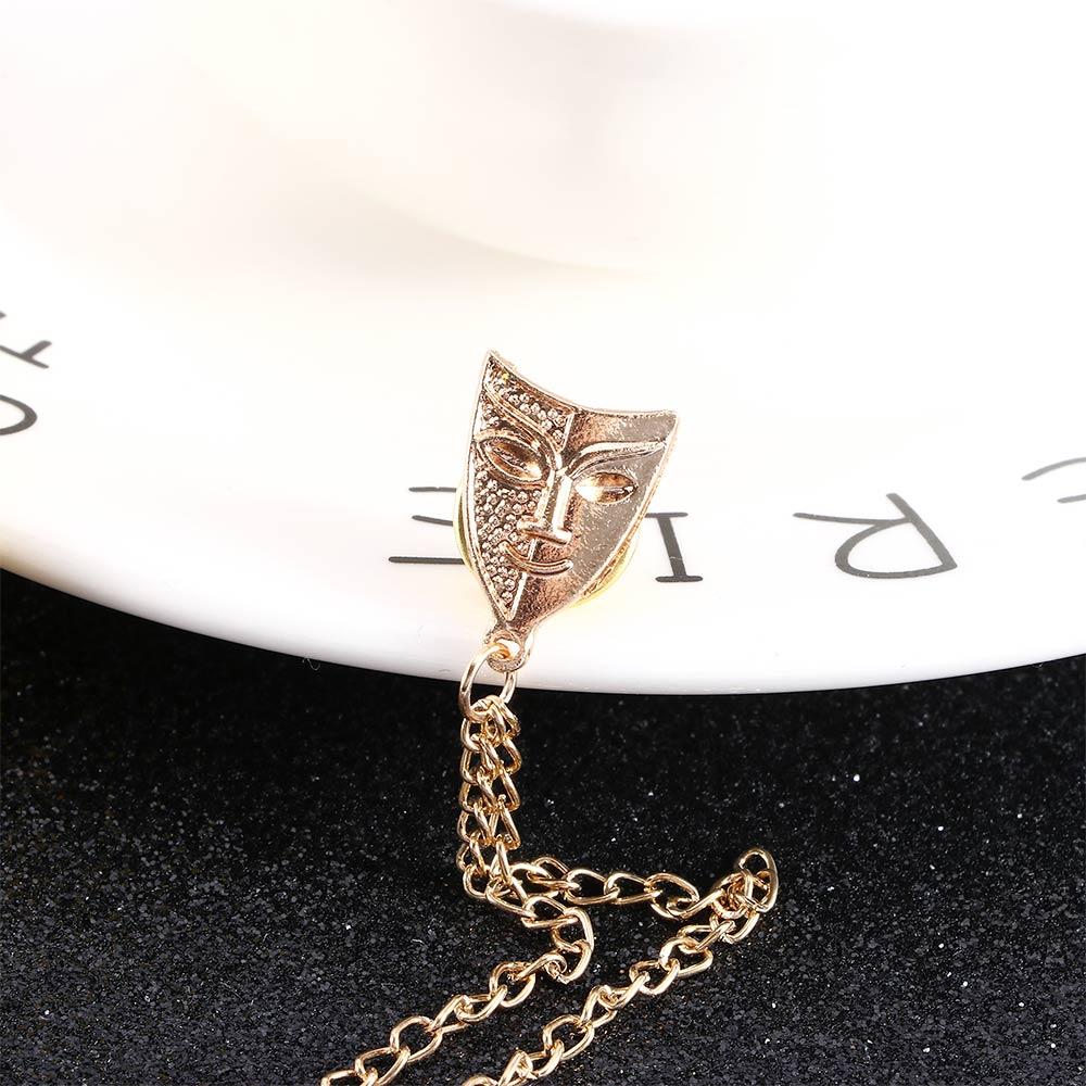 Lapel Pins Gold Color Suit Accessories Tassel Brooches Brooch Women Men Mask Tassel Chain Brooch