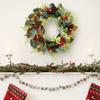 Artificial Wreath LED Light up Christmas Wreath with Pinecone for Front Door Window Yard Garden Christmas Decorations