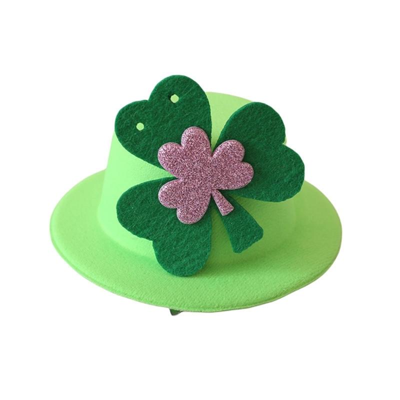 StPatricks Day Green Top Hat Hair Clip Festival Irish National Day Costume Accessory Hat for Celebration and Parties