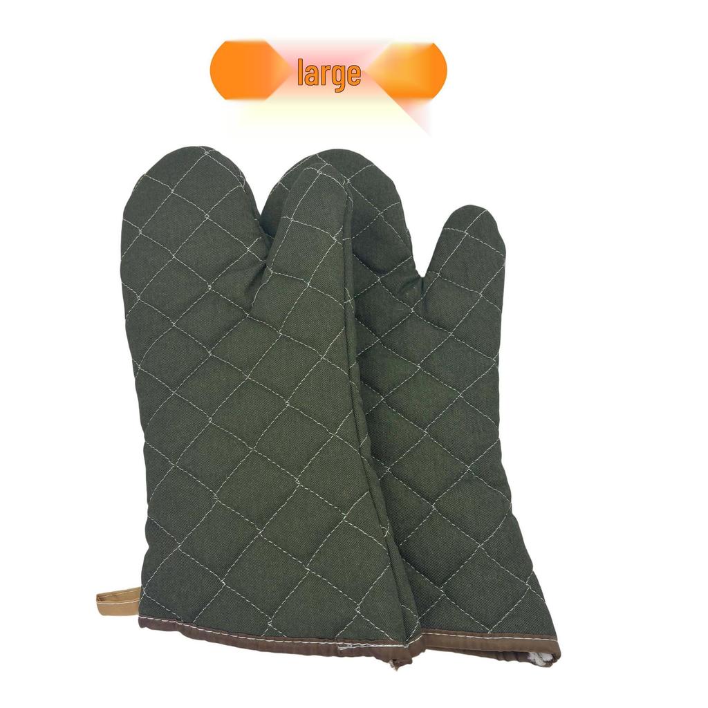 Extended Heat-Resistant Cotton Oven Gloves - Thickened for Kitchen, Microwave, Baking, and Anti-Scalding Protection