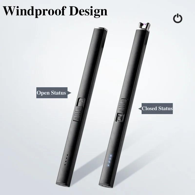 Electric Pulse Arc Lighter  Windproof Safety Lock Battery Display Outdoor BBQ Kitchen Igniter USB Lighter Smoking Accessories