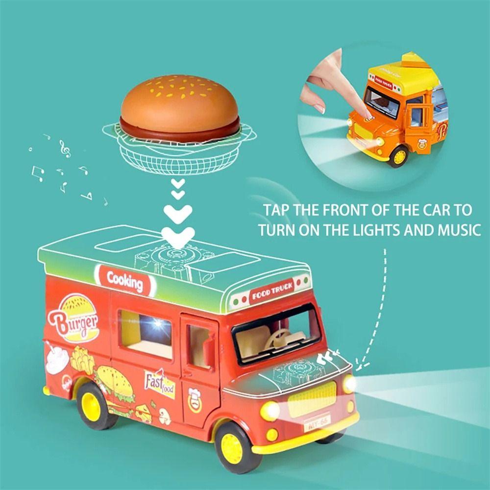 with Music Light Ice Cream Car Model Burger Bus Pull Back Car  Parent-child Interaction