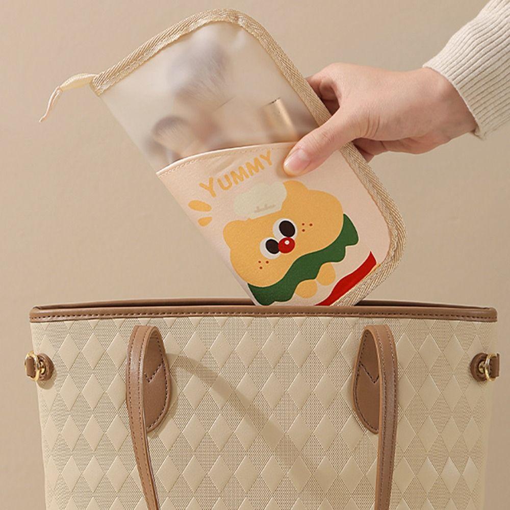Waterproof Stand Cosmetic Bag Folding Design Makeup Brush Holder Daily Makeup Organizer