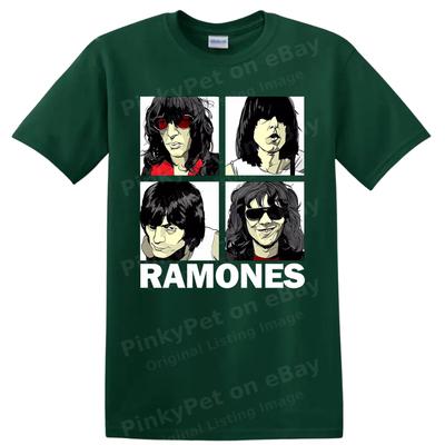 Ramones Punk Rock Band Portrait T Shirt Four Panel Vintage Graphic Retro Art Tee